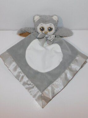Bearington Baby Collection Gray Owl Security Blanket Plush Rattle Lovey nunu